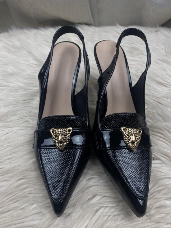 Shoes - Women's Pointed Toe Heels Ankle Strap Dress Loafer Shoes 2.95 Inches Puppy Heel